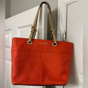 NEW Michael Kors Bedford Coral (pink grapefruit) Pebble Leather Purse